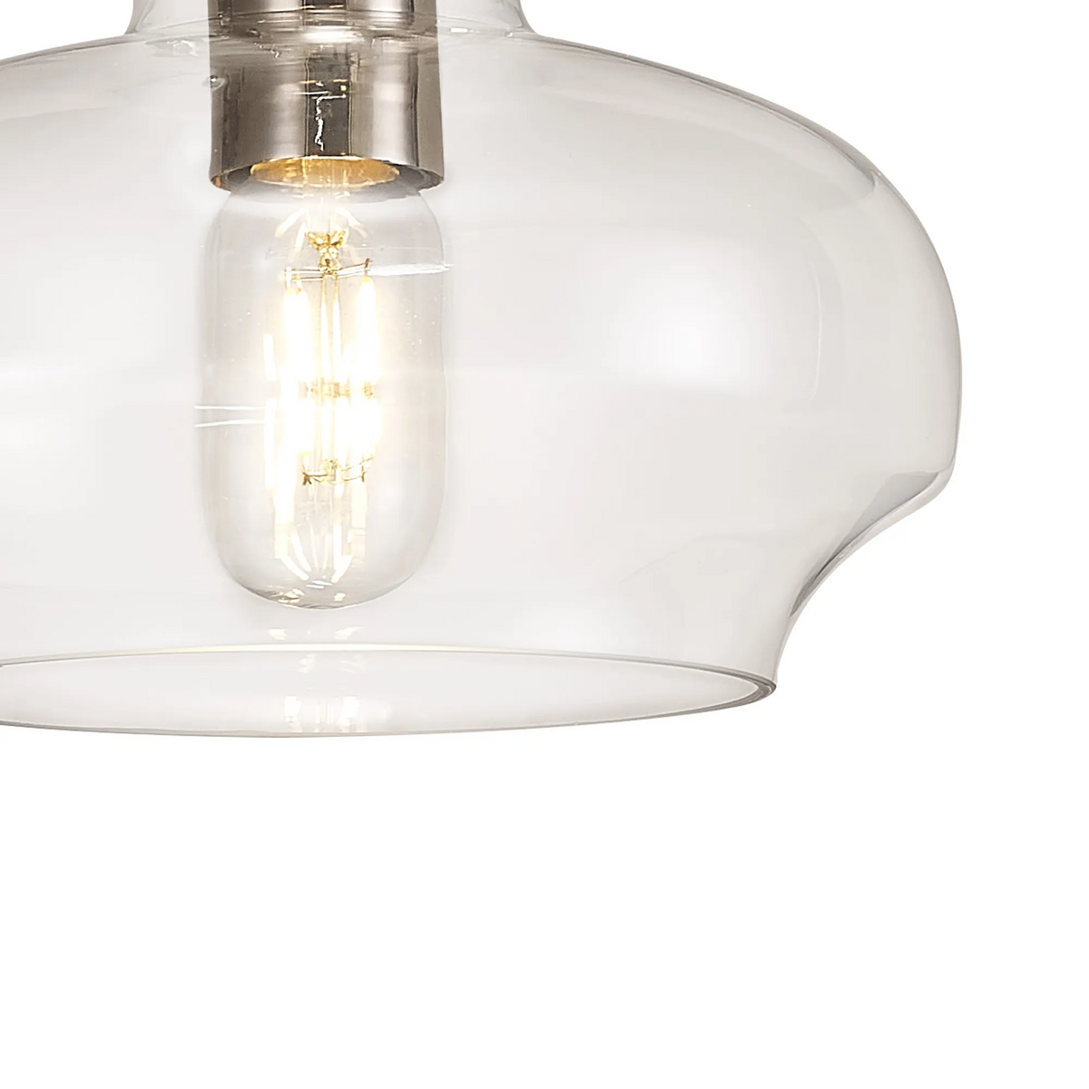 Bedlington Single Drop Pendant in Polished Nickel with Clear Glass Shade