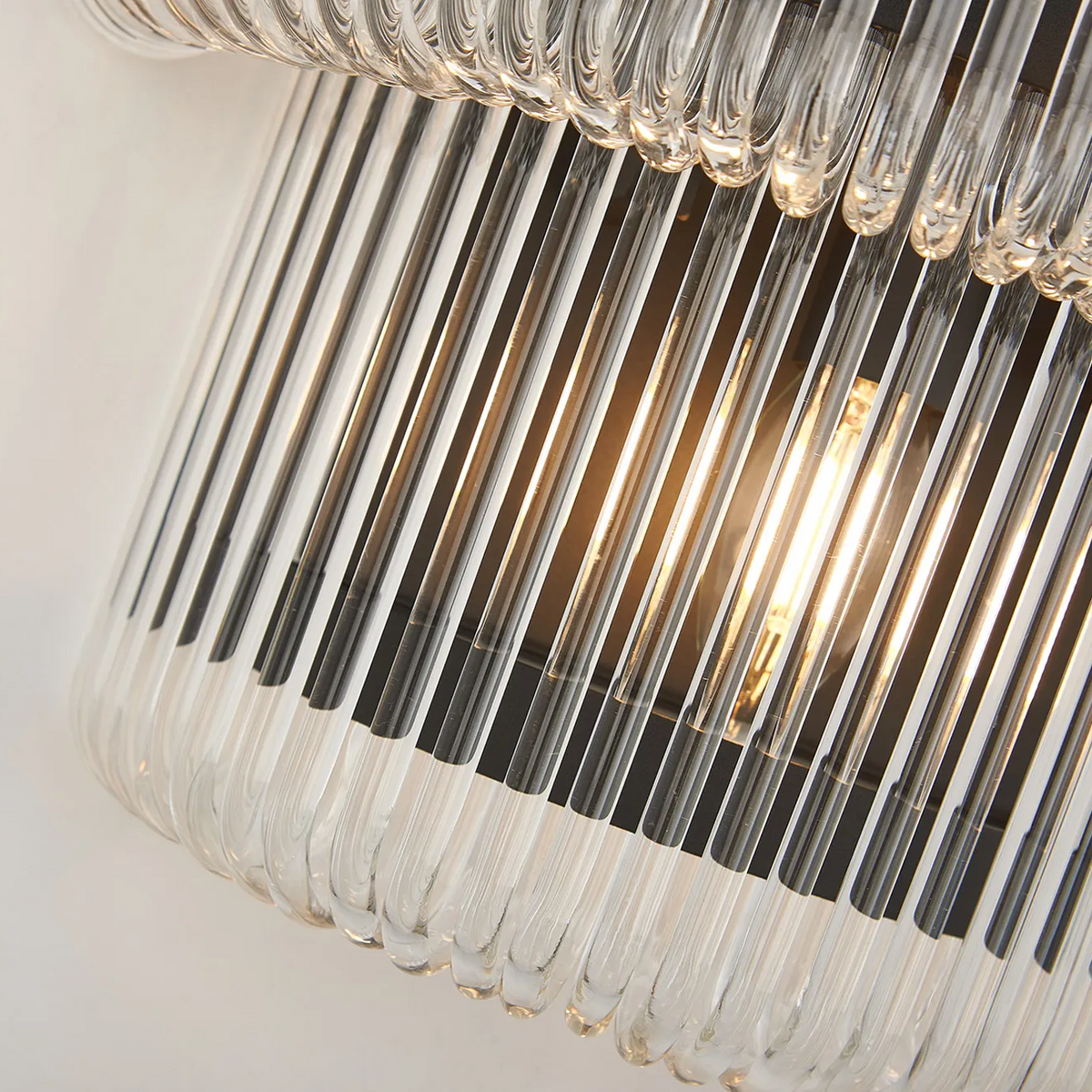 Jevington Large Two Tier Wall Light in Black with Clear Glass