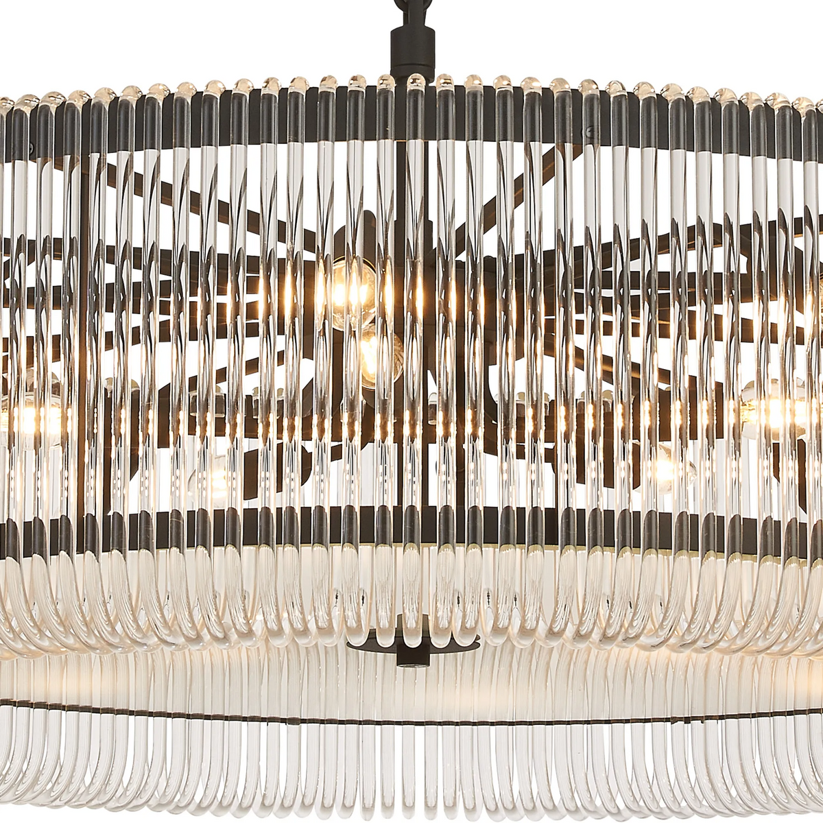 Jevington 1000mm Pendant or Semi Flush in Black with Clear Glass