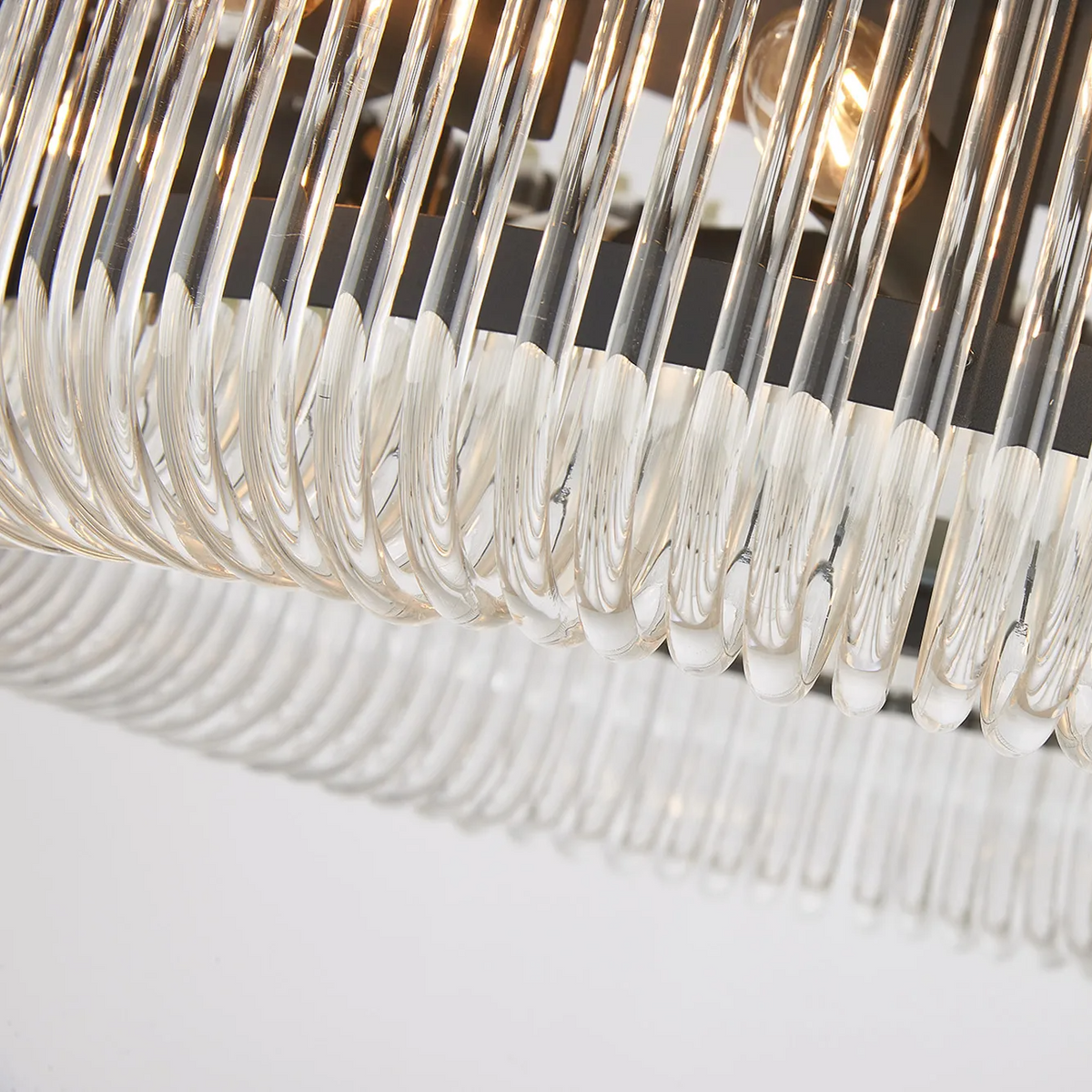 Jevington 600mm Flush Ceiling Light in Black with Clear Glass