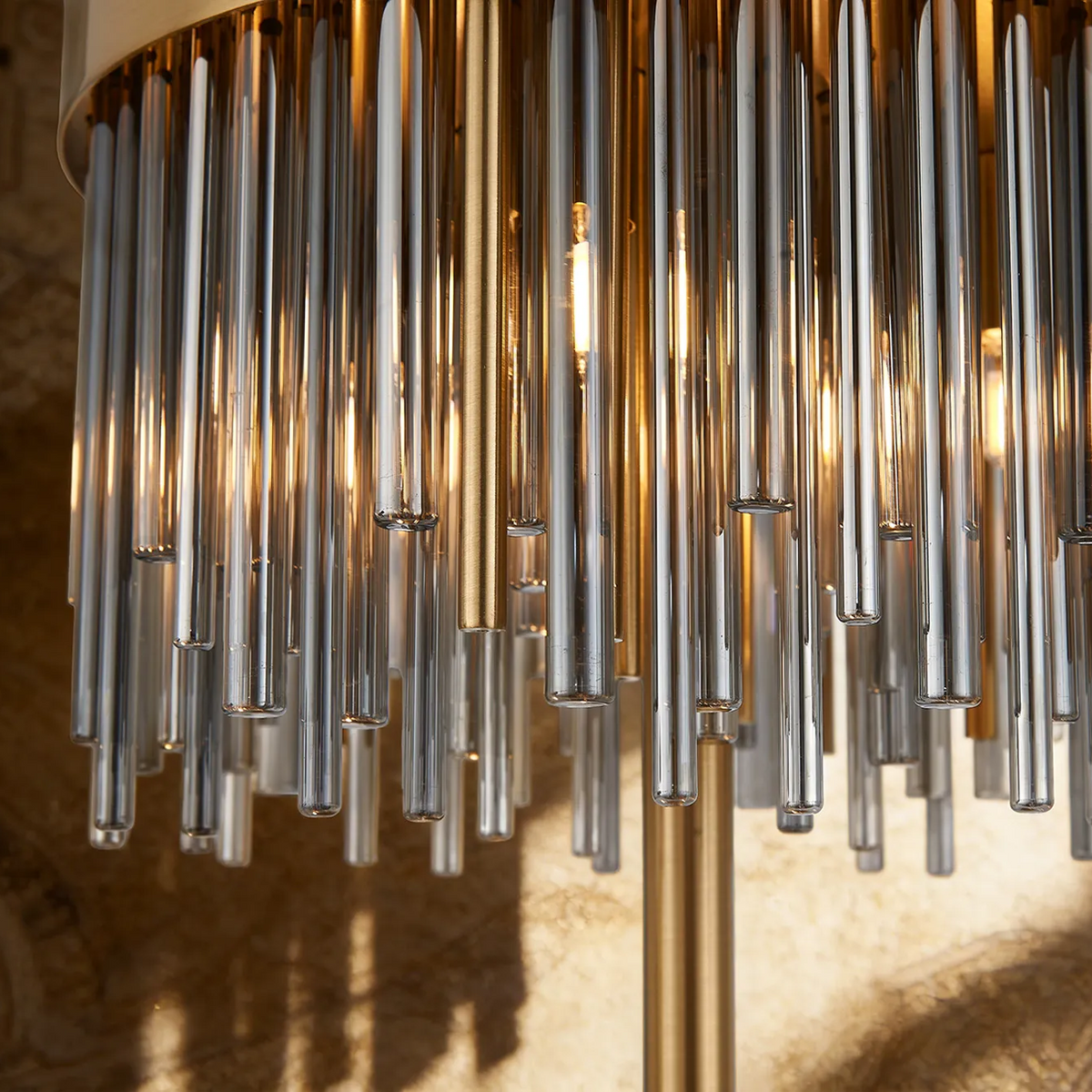 Eckington Table Lamp in Brass with Smoked Glass Rods