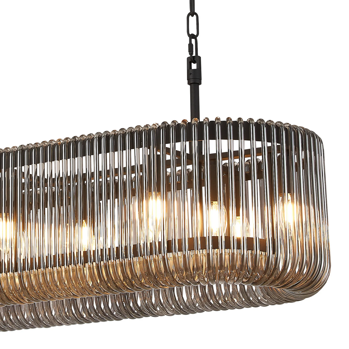 Jevington 1000mm Linear Pendant in Black with Smoked Glass