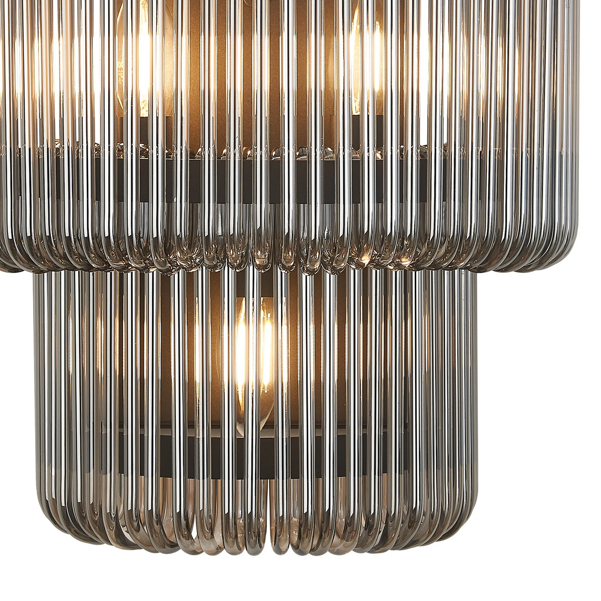 Jevington Large Two Tier Wall Light in Black with Smoked Glass