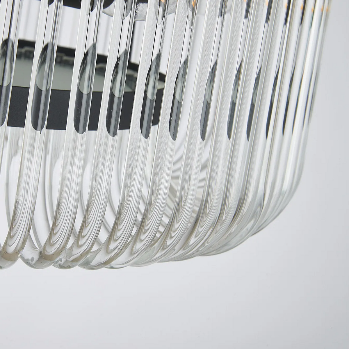 Jevington 400mm Flush Ceiling Light in Black with Clear Glass