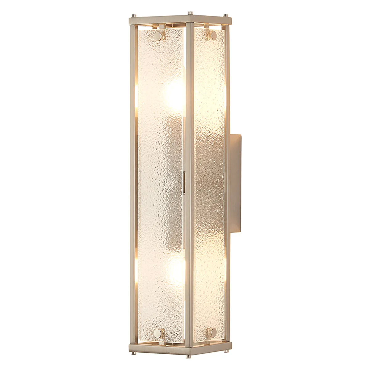 Scarva IP44 400mm Rectangular Wall Light in Satin Nickel with Clear Diamond Glass