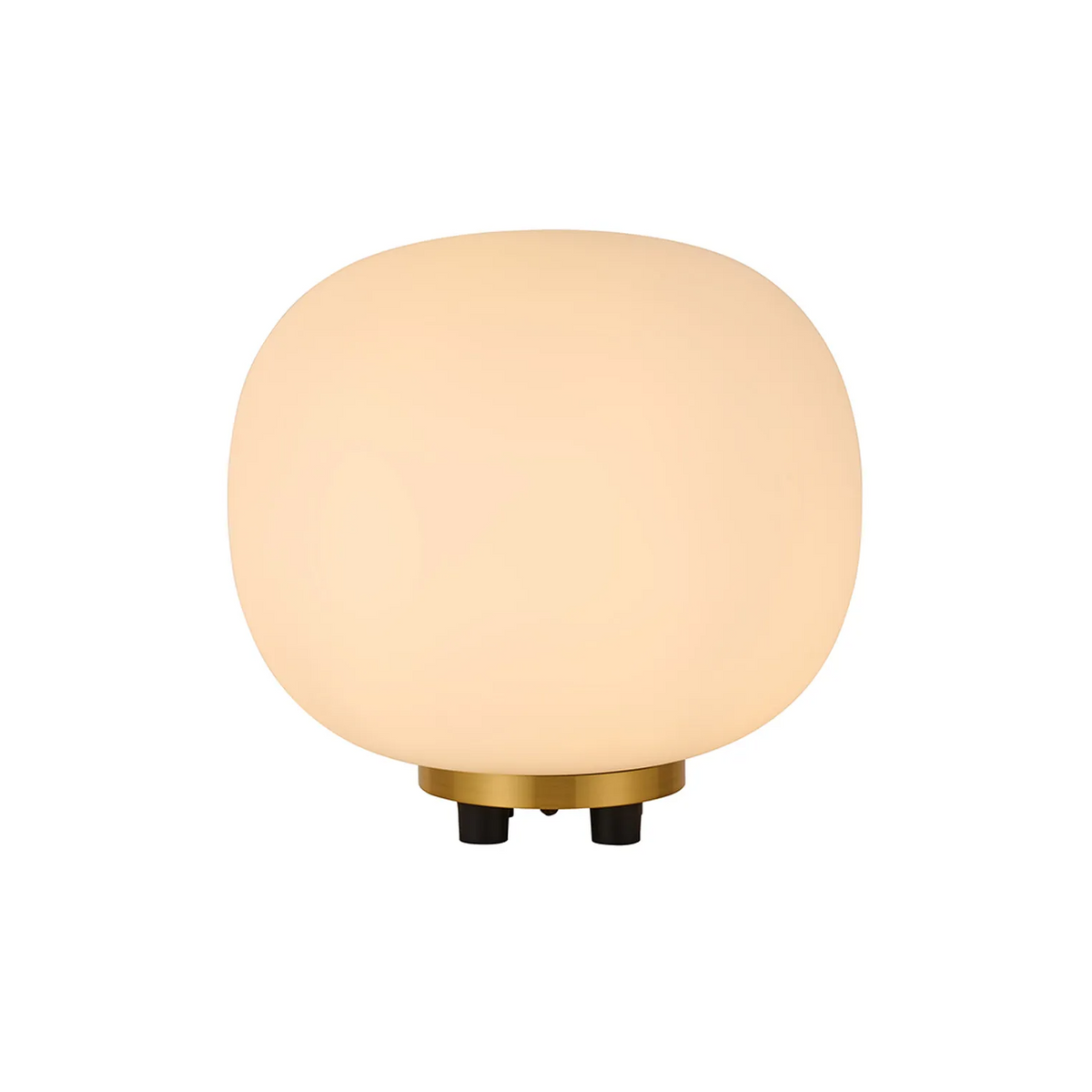 Milton Small Oval Ball Table Lamp in Aged Brass & Frosted White Shade