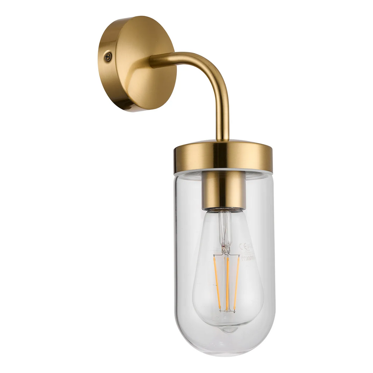Murston IP44 Exterior Wall Light in Brass with Clear Glass