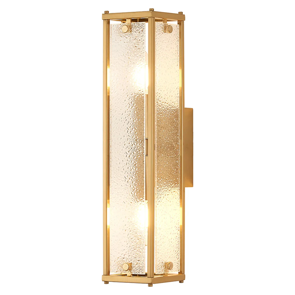 Scarva IP44 400mm Rectangular Wall Light in Brass with Clear Diamond Glass