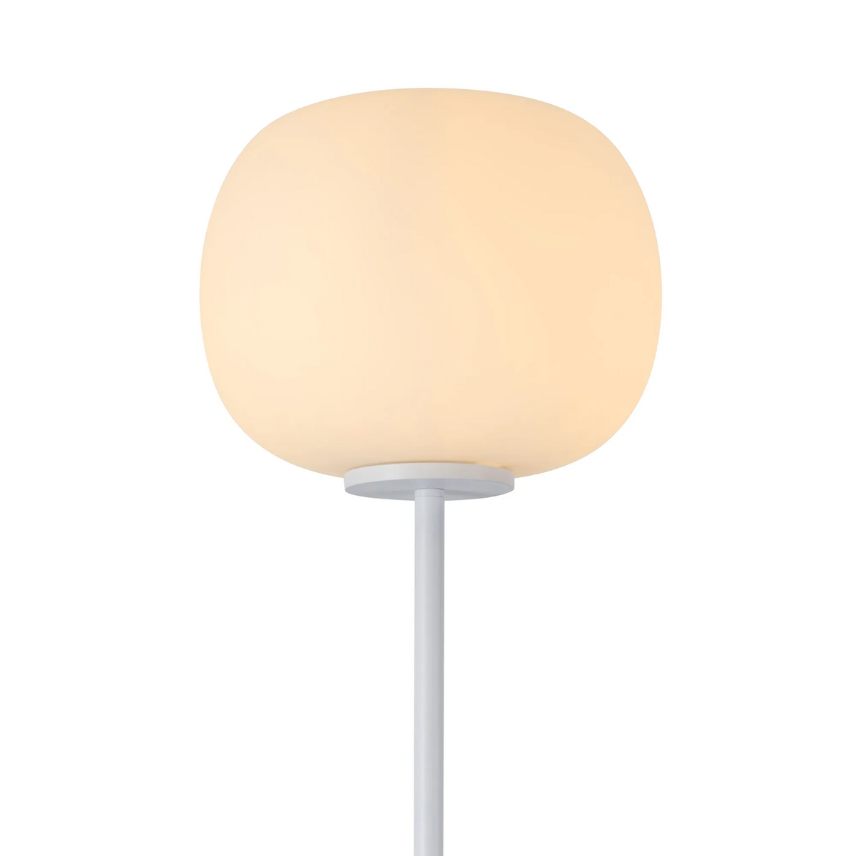 Milton Medium Oval Ball Floor Lamp in Satin White & Frosted White Shade