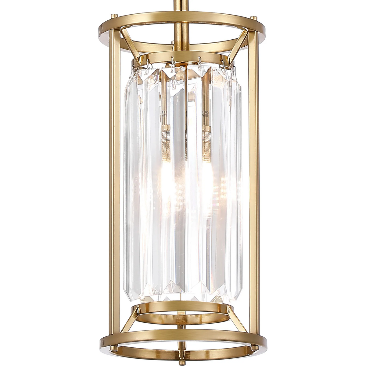 Gold and crystal pendant light with two bulbs