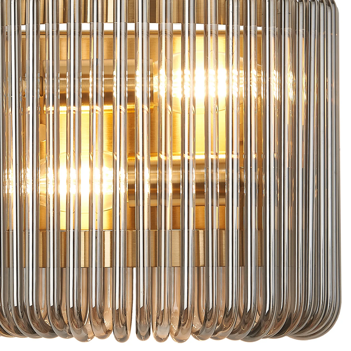 Jevington Small Wall Light in Brass with Smoked Glass