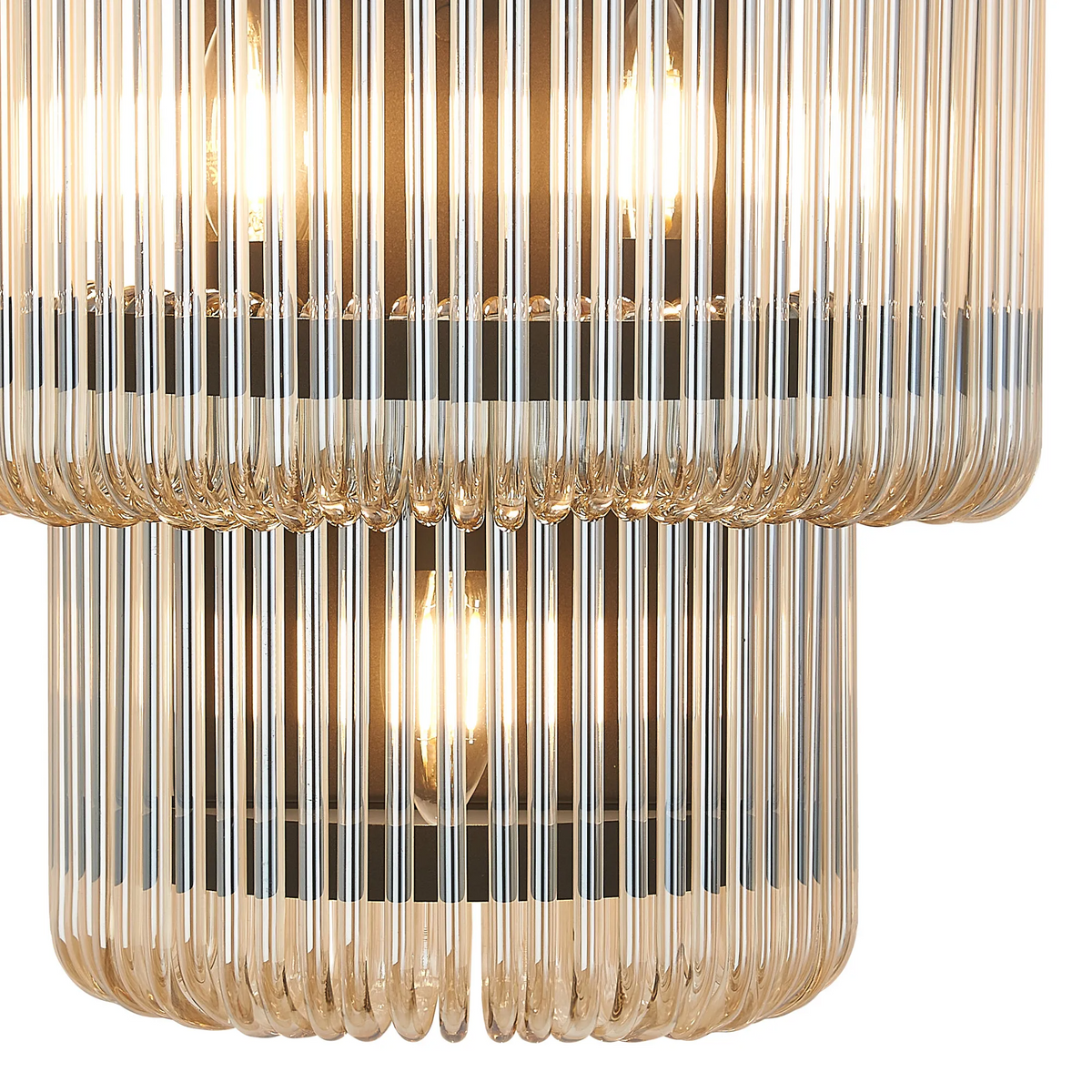 Jevington Large Two Tier Wall Light in Black with Smoke Brown Glass