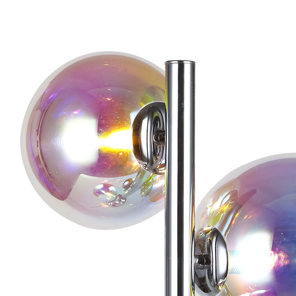Ridge 3 Light Table Lamp in Polished Chrome with Iridescent Glass