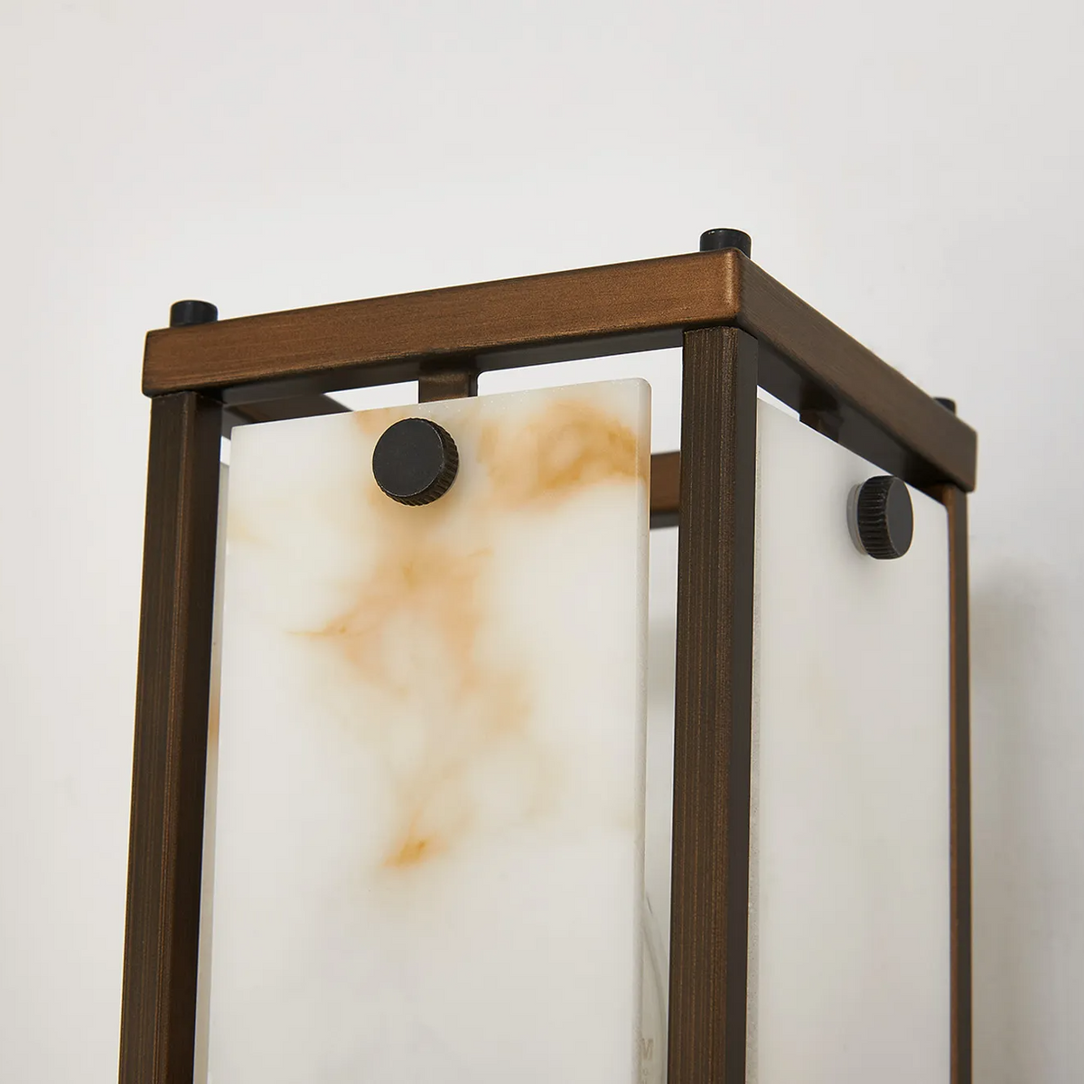 Scarva IP44 400mm Rectangular Wall Light in Bronze with Brown Faux Alabaster