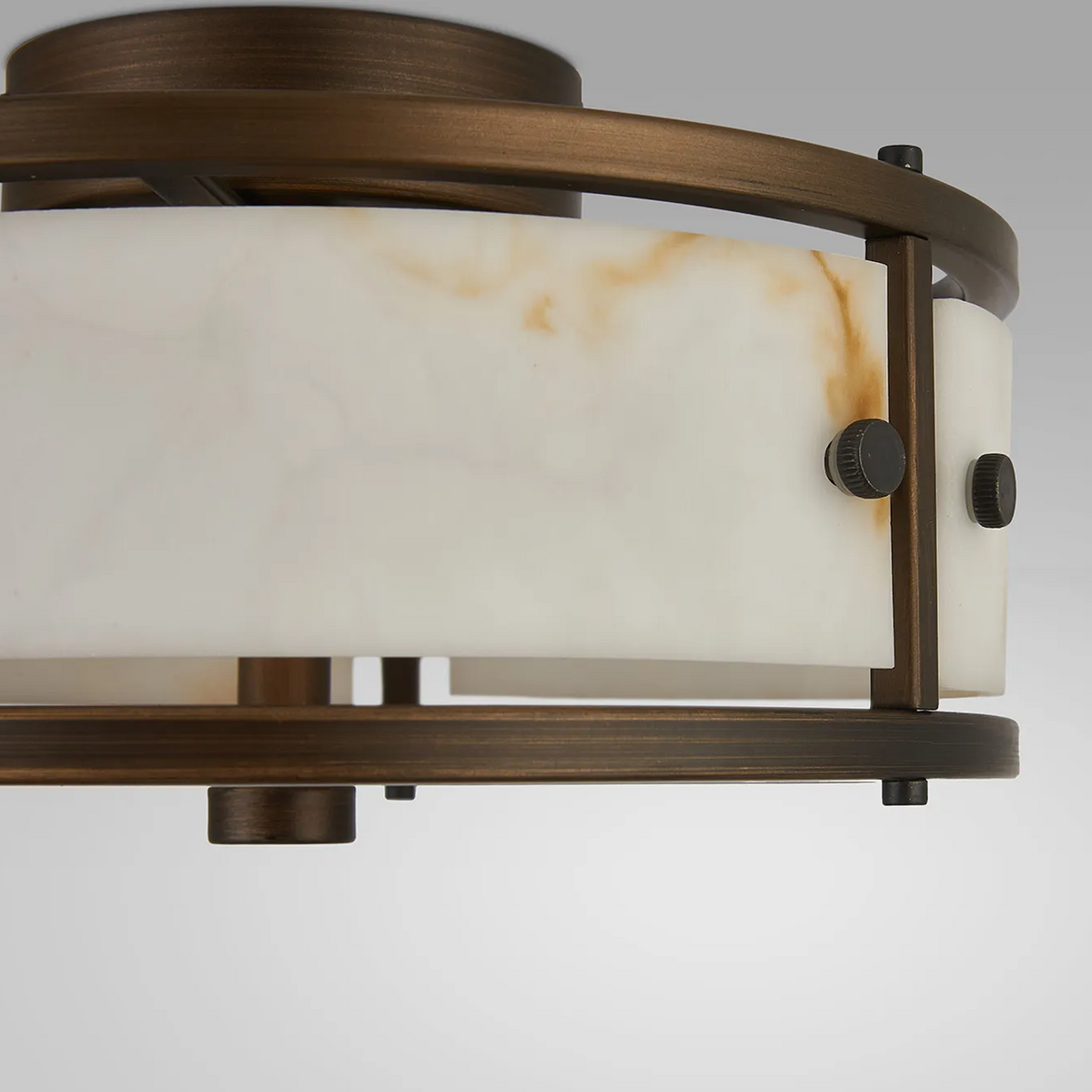 Scarva IP44 250mm Round Ceiling Light in Bronze with Brown Faux Alabaster