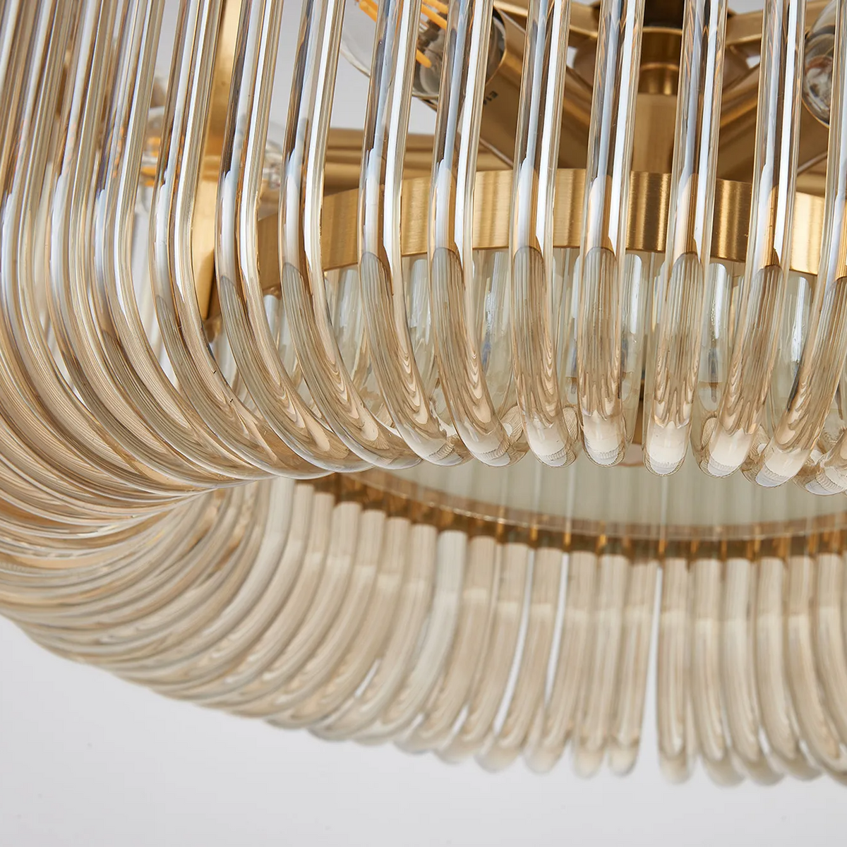 Jevington 400mm Pendant or Semi Flush in Brass with Smoke Brown Glass