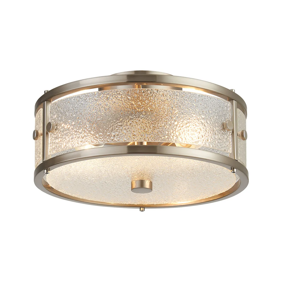Scarva IP44 250mm Round Ceiling Light in Satin Nickel with Clear Diamond Glass