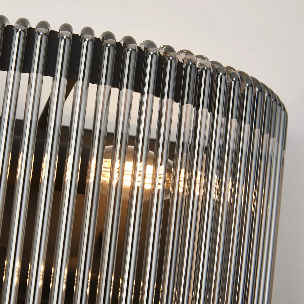 Jevington Medium Wall Light in Black with Smoked Glass