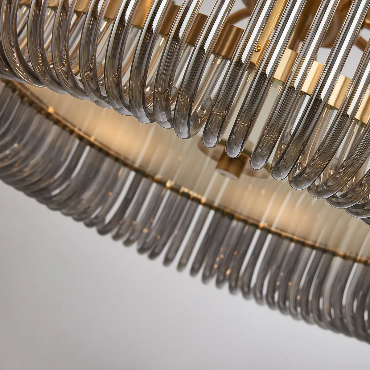 Jevington 600mm Pendant or Semi Flush in Brass with Smoked Glass