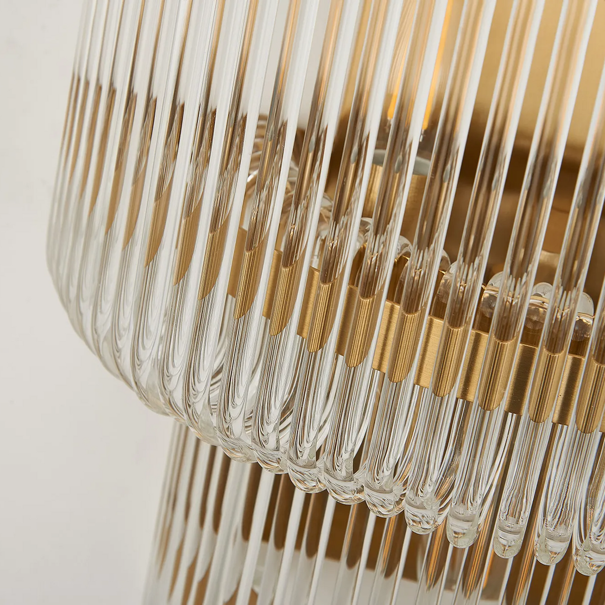 Jevington Large Two Tier Wall Light in Brass with Clear Glass