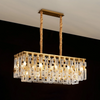 Heptonstall 1000mm Two Tier Linear Pendant in Matt Gold with Clear Glass