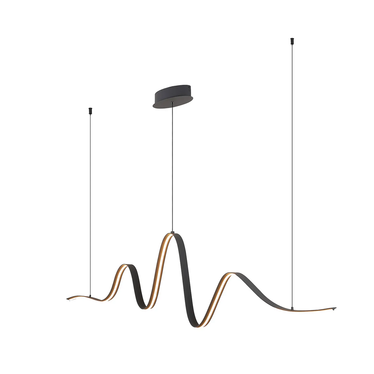 Amble Wave Dimmable LED Linear Pendant in Dark Grey