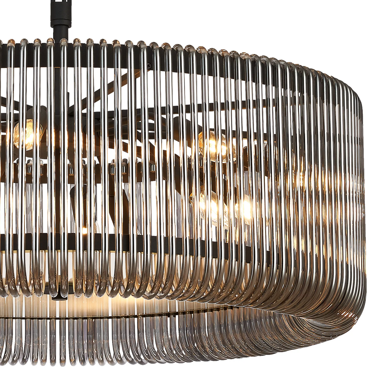 Jevington 780mm Pendant or Semi Flush in Black with Smoked Glass