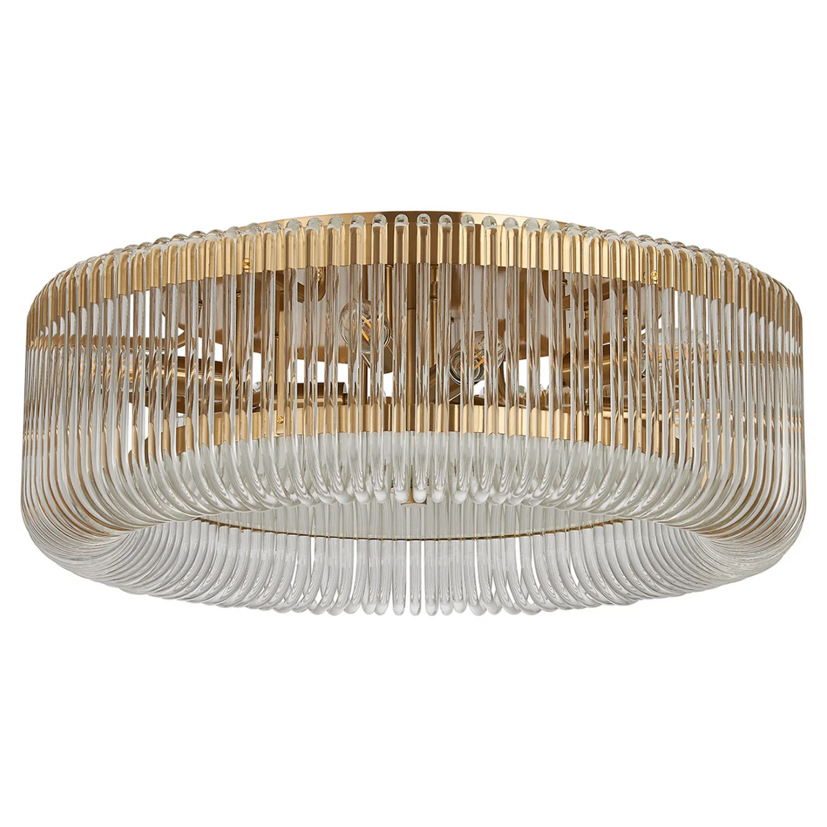 Jevington 600mm Flush Ceiling Light in Brass with Clear Glass
