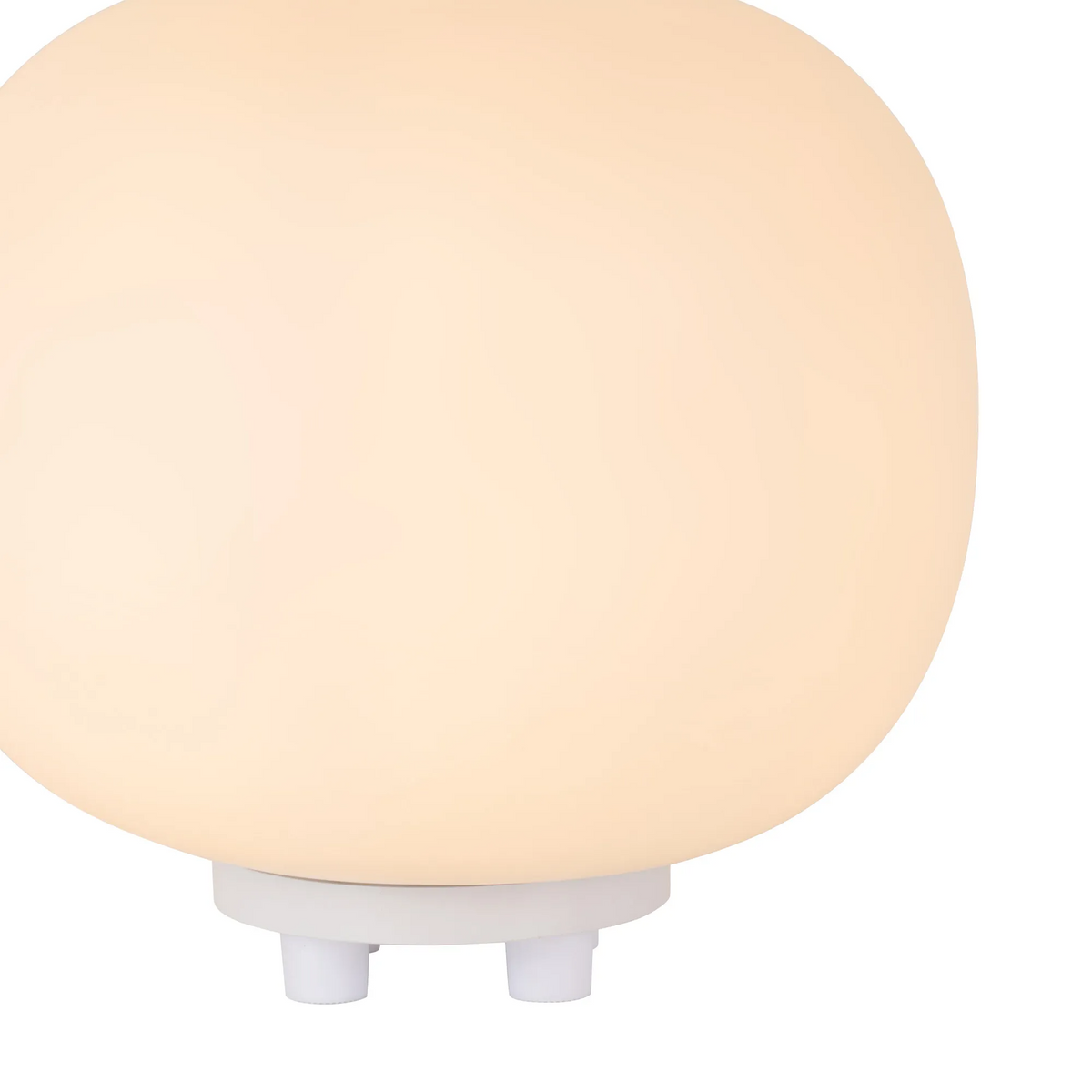 Milton Small Oval Ball Table Lamp in Satin White & Frosted White Shade