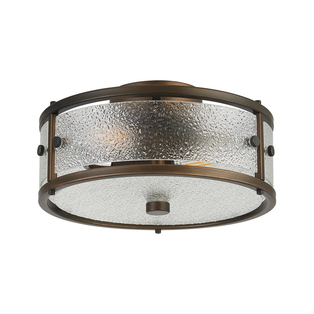 Scarva IP44 250mm Round Ceiling Light in Bronze with Clear Diamond Glass
