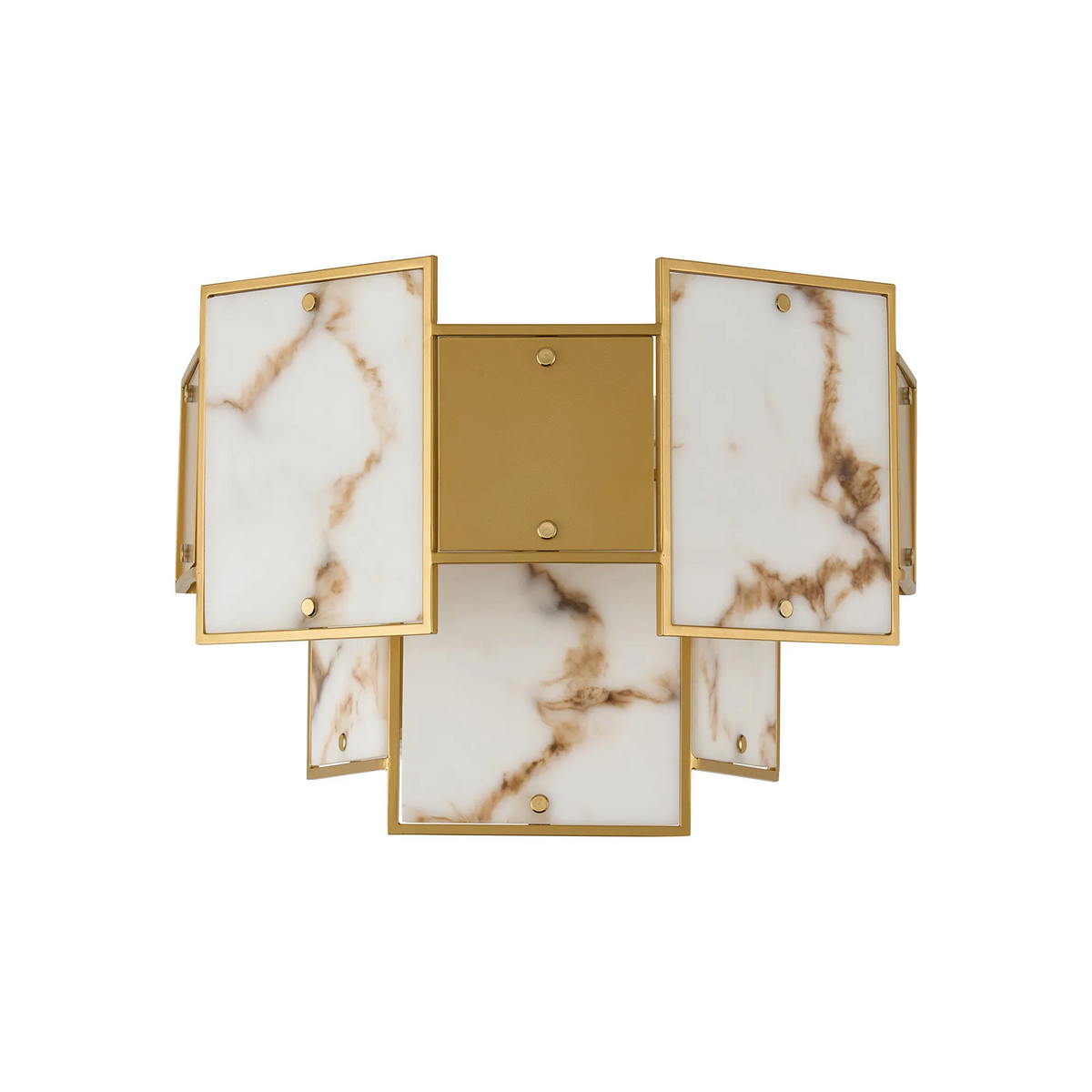 Gold and white marble effect wall sconce with rectangular panels