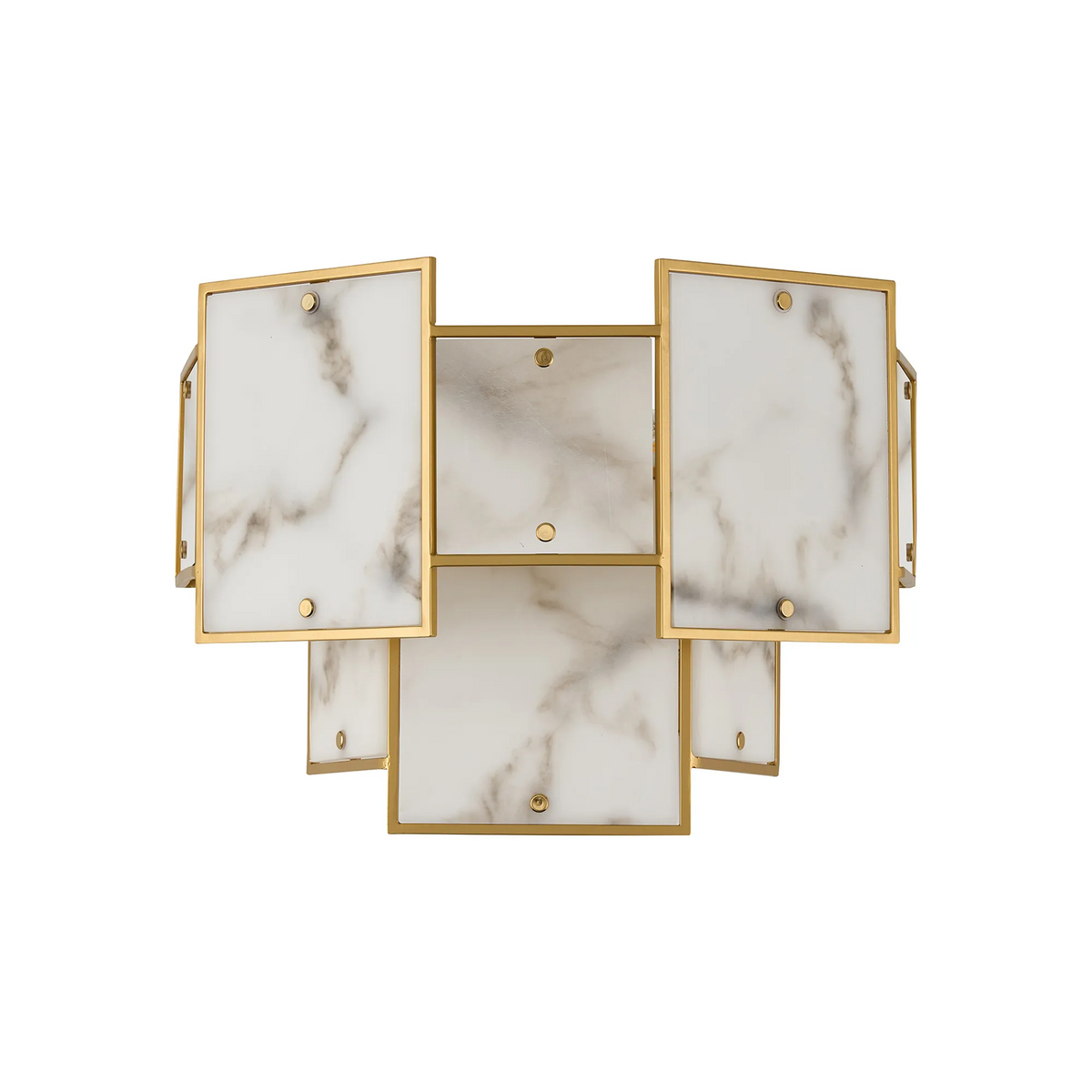 Gold framed wall sconce with rectangular marble panels
