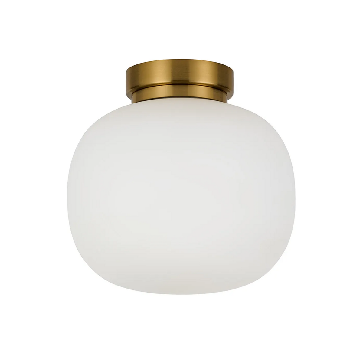 Lumiere Milton Small Oval Ball Flush Ceiling Light in Aged Brass & Frosted White Shade