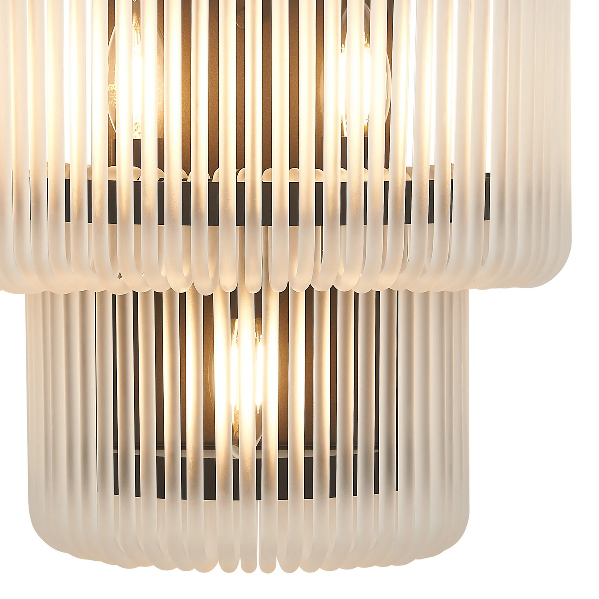 Jevington Large Two Tier Wall Light in Black with Frosted Glass