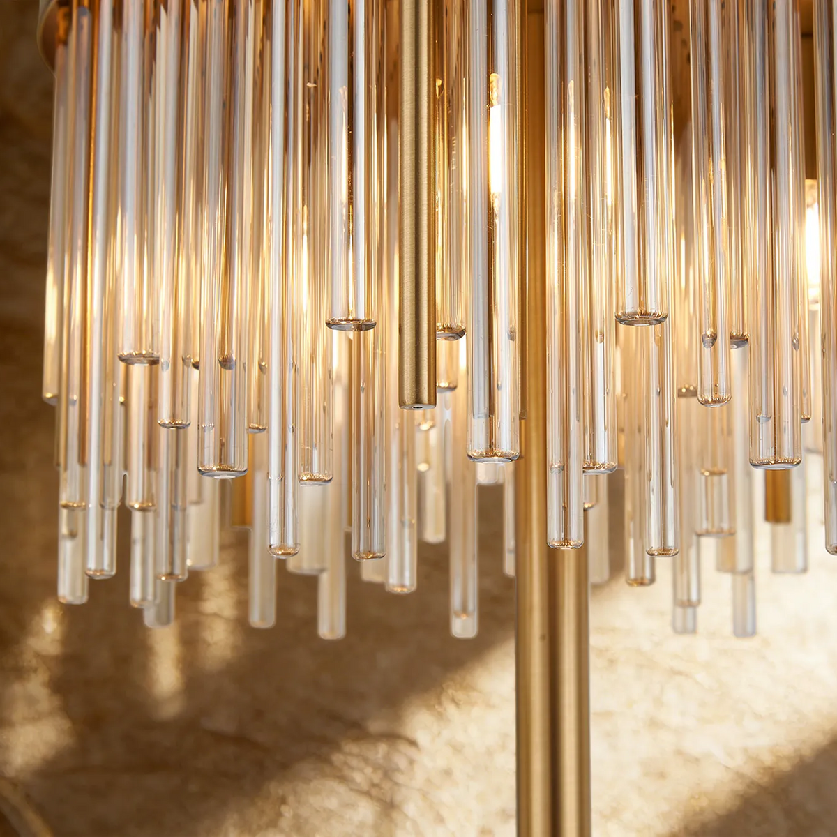 Eckington Table Lamp in Brass with Cognac Glass Rods