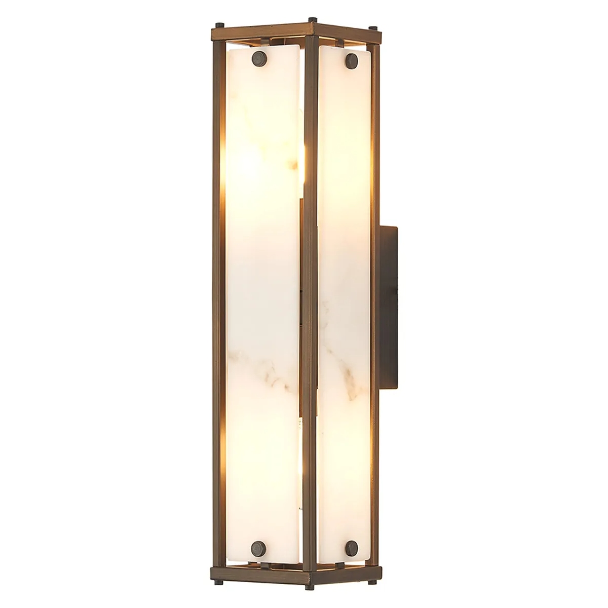 Scarva IP44 400mm Rectangular Wall Light in Bronze with Grey Faux Alabaster