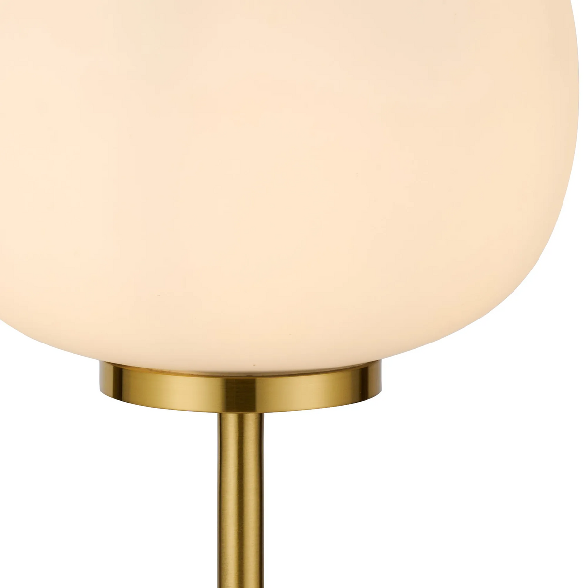Milton Small Oval Ball Tall Table Lamp by Lumiere in aged brass and frosted white shade