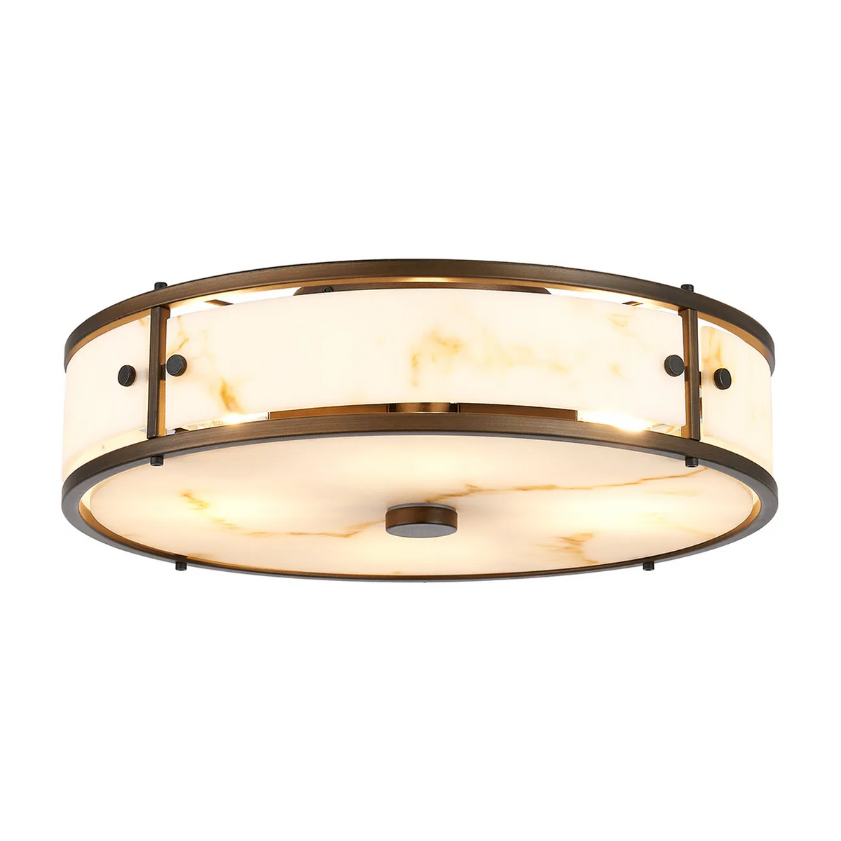 Scarva IP44 400mm Round Ceiling Light in Bronze with Brown Faux Alabaster