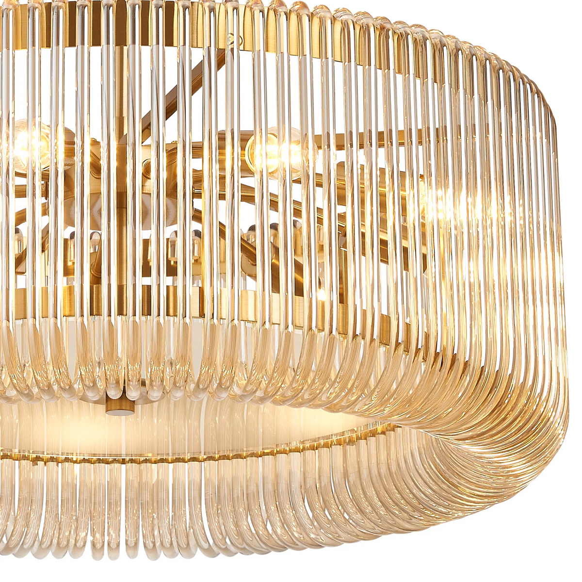 Jevington 600mm Pendant or Semi Flush in Brass with Smoke Brown Glass