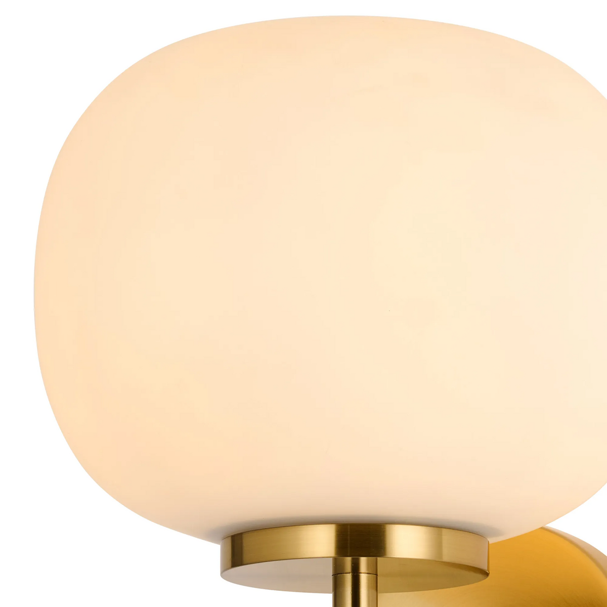Milton Small Oval Ball Switched Wall Light in Aged Brass & Frosted White Shade