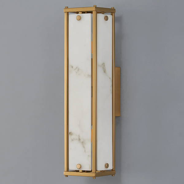 Scarva IP44 400mm Rectangular Wall Light in Brass with Grey Faux Alabaster