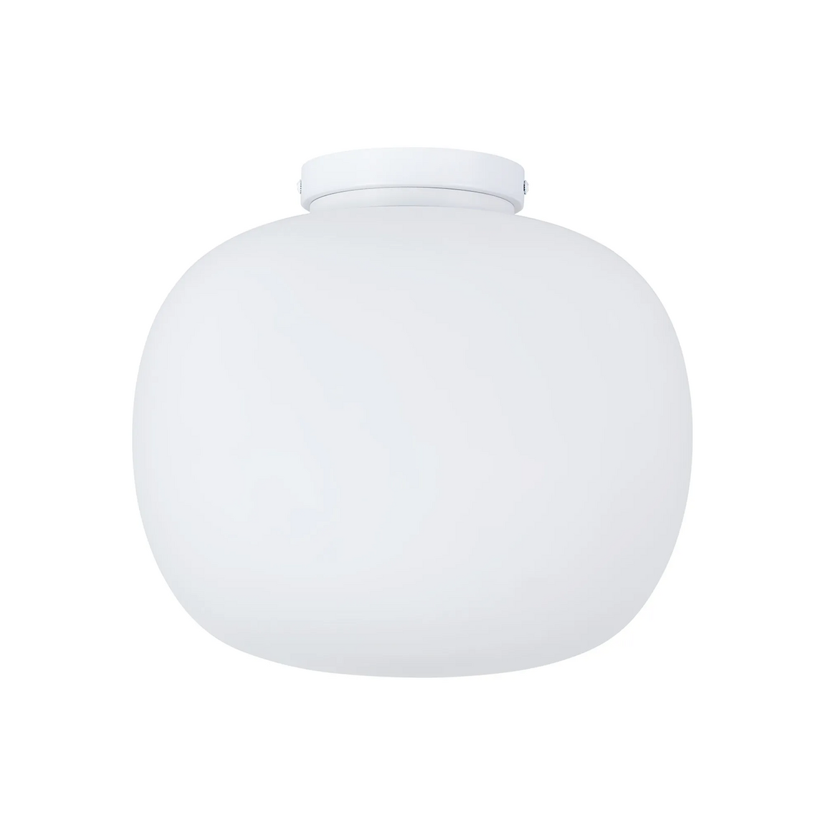 Milton Medium Oval Ball Flush Ceiling Light in Satin White & Frosted White Shade by Lumiere