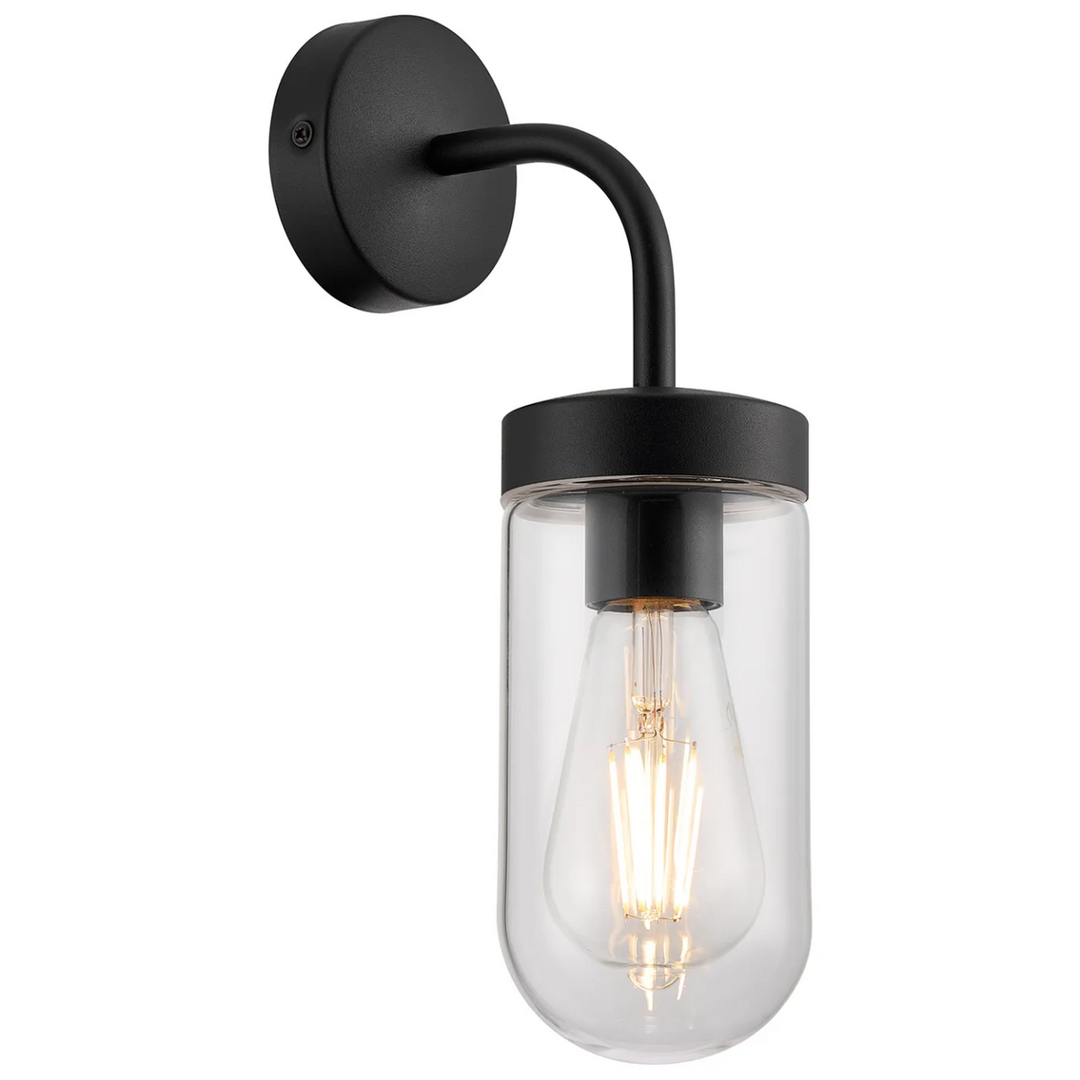 Murston IP44 Exterior Wall Light in Black with Clear Glass