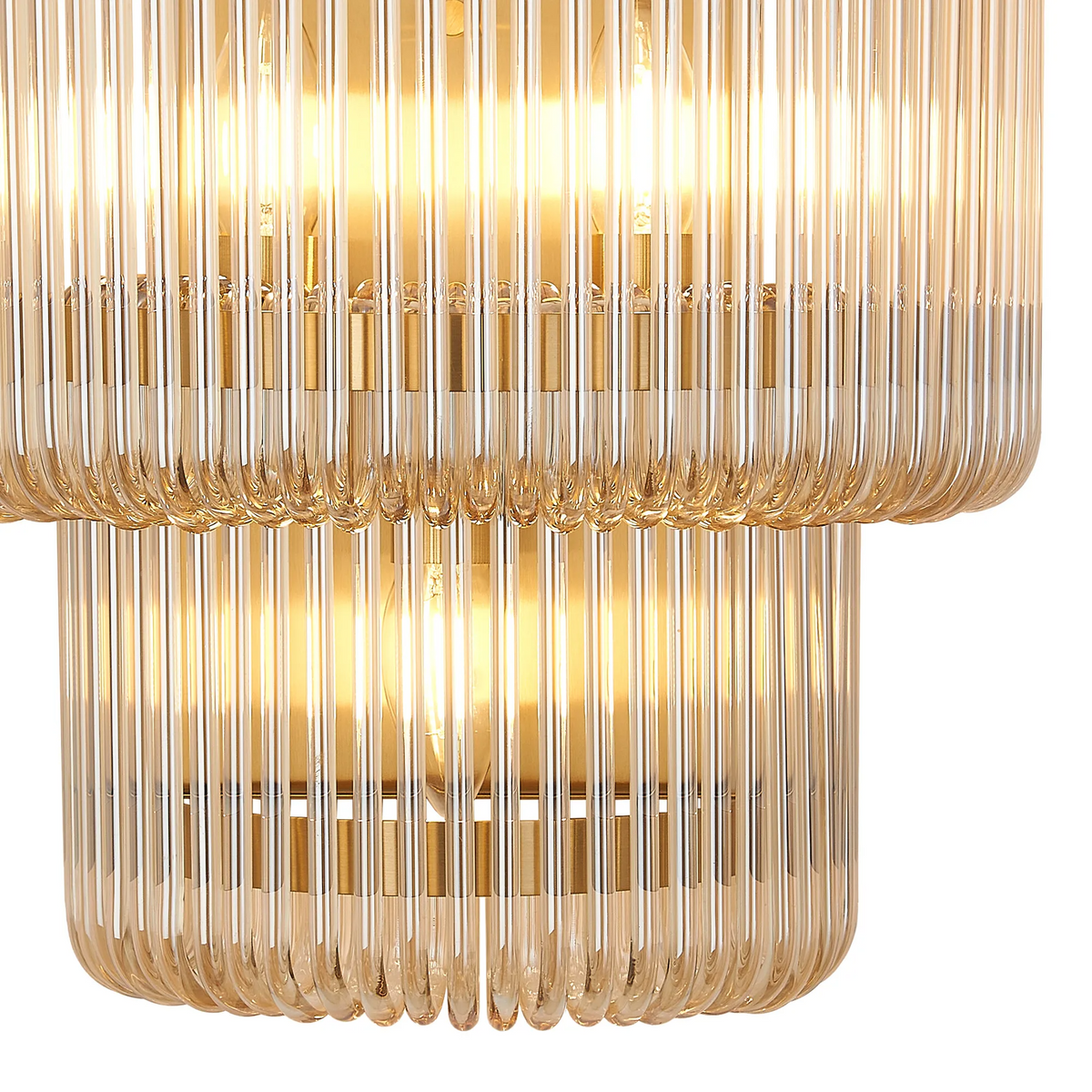 Jevington Large Two Tier Wall Light in Brass with Smoke Brown Glass