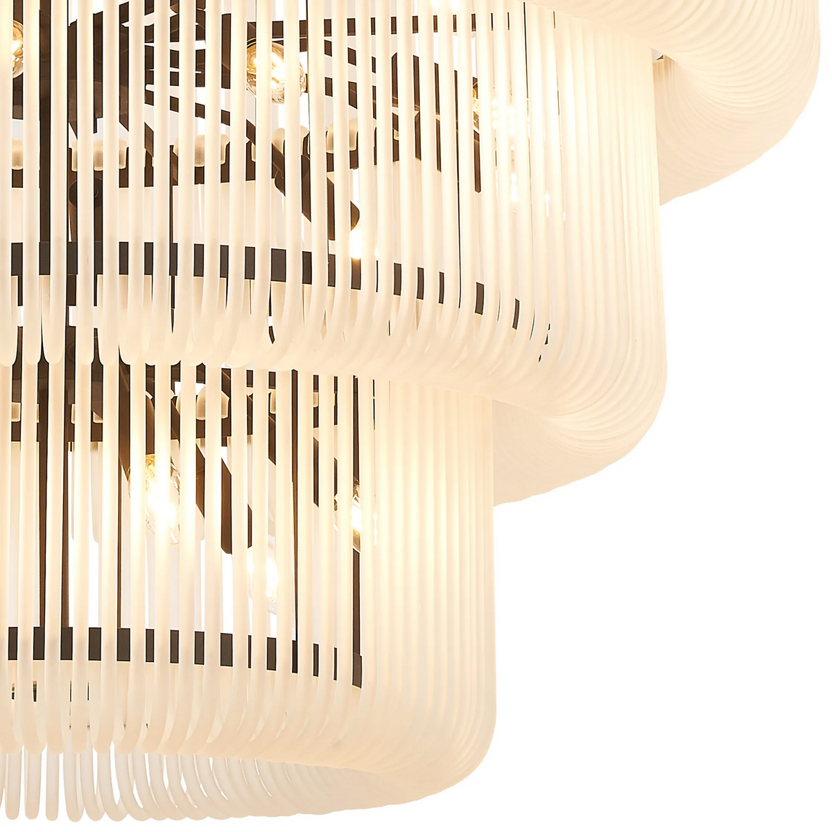 Jevington 1000mm Three Tier Pendant or Semi Flush in Black with Frosted Glass