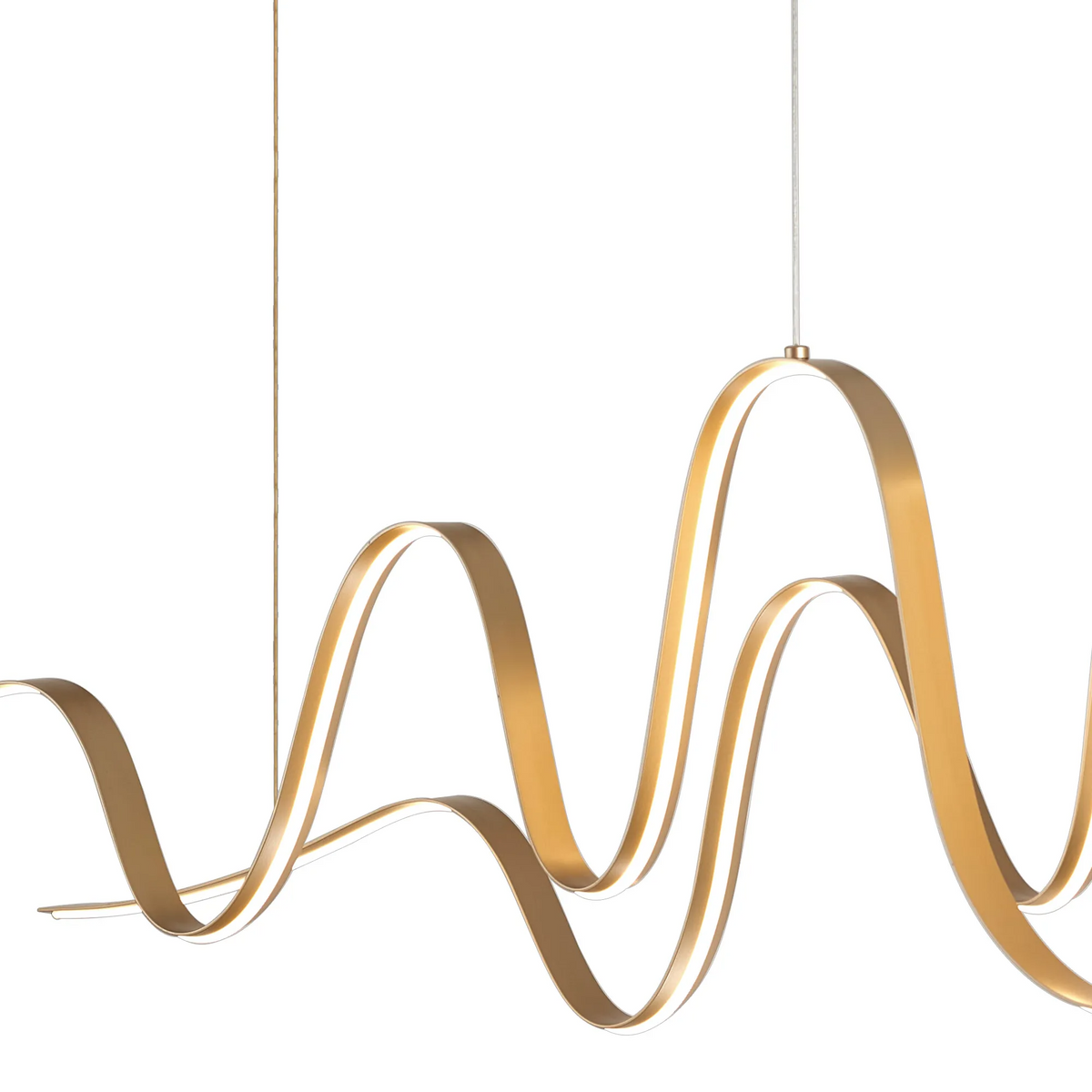 Amble Double Wave Dimmable LED Linear Pendant in Gold