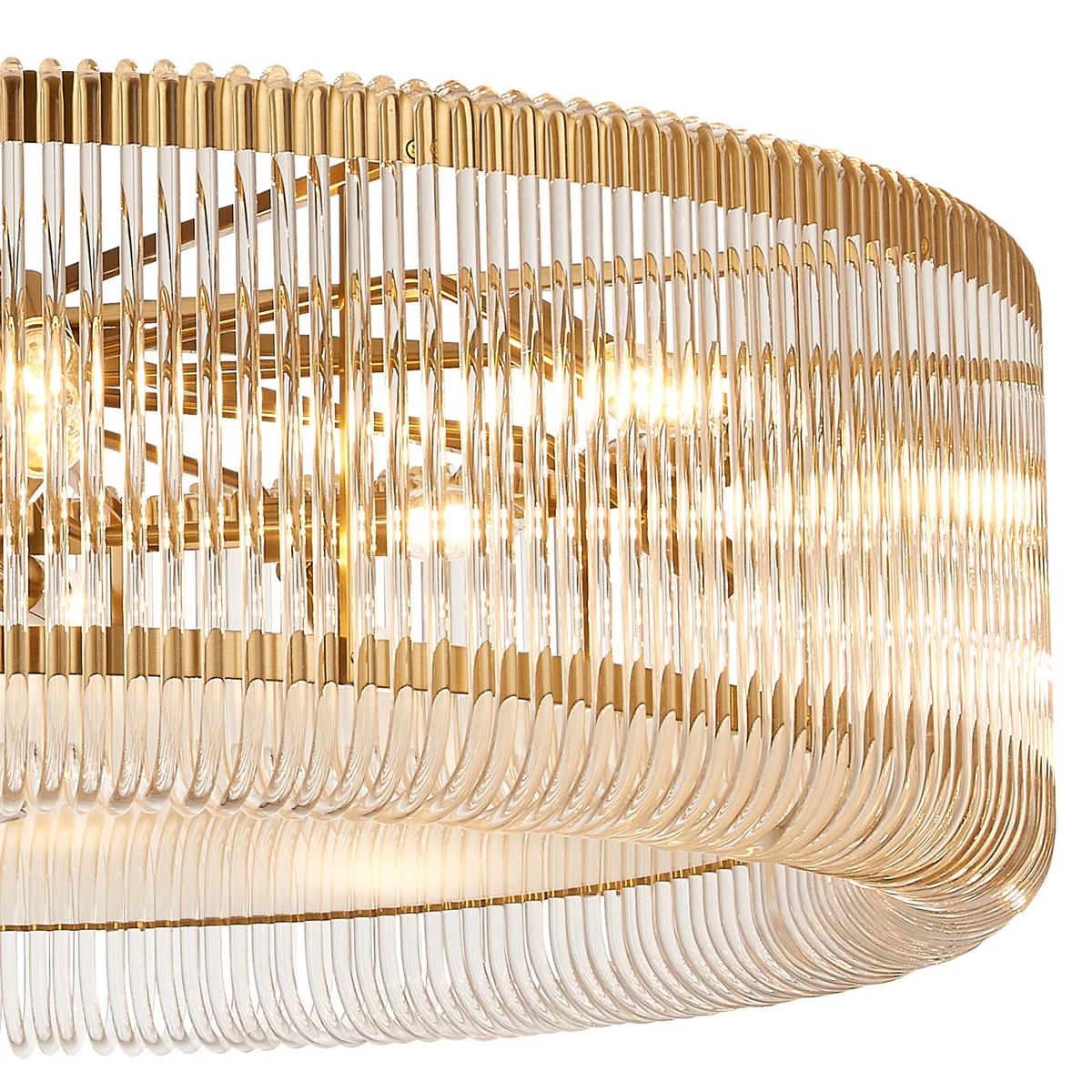 Jevington 1000mm Pendant or Semi Flush in Brass with Clear Glass