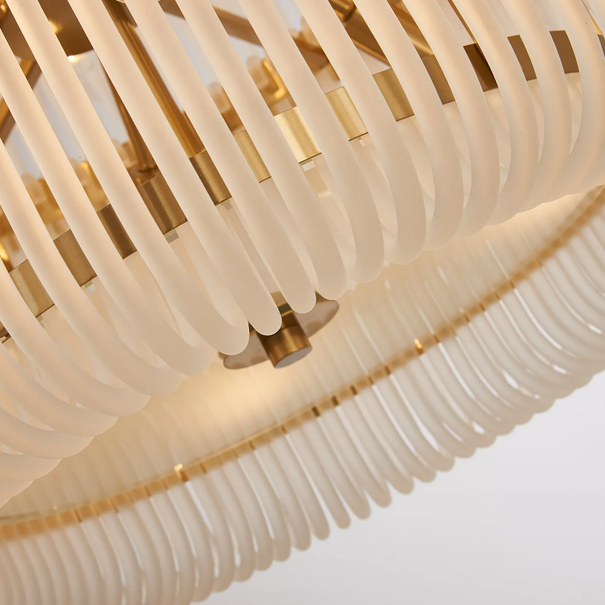 Jevington 1000mm Three Tier Pendant or Semi Flush in Brass with Frosted Glass