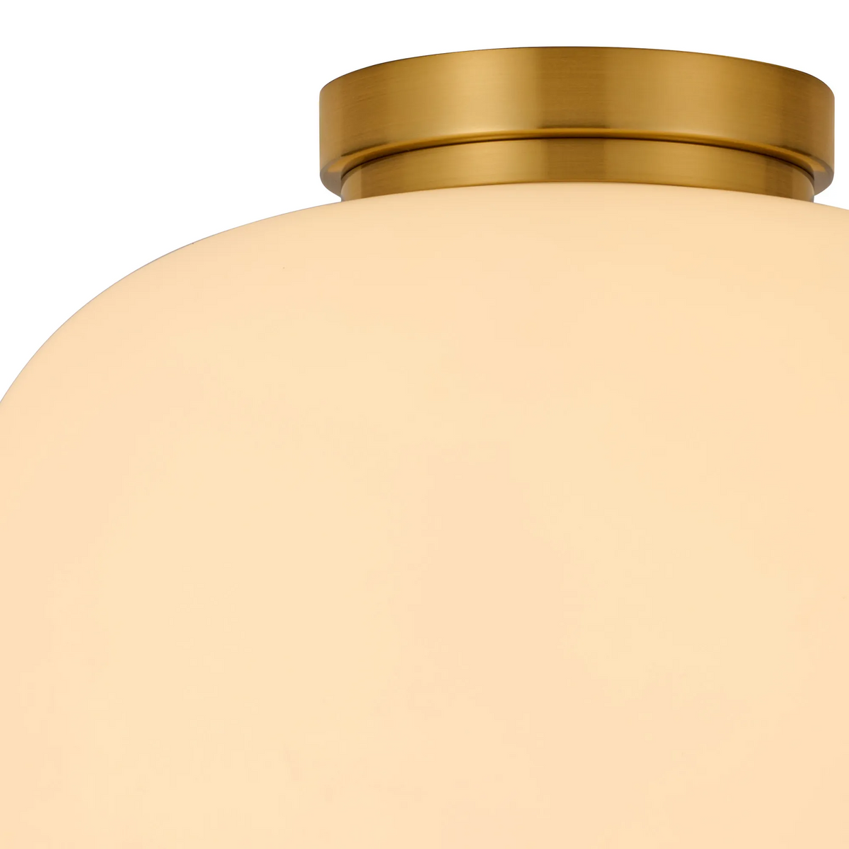 Milton Medium Oval Ball Flush Ceiling Light by Lumiere in Aged Brass & Frosted White Shade