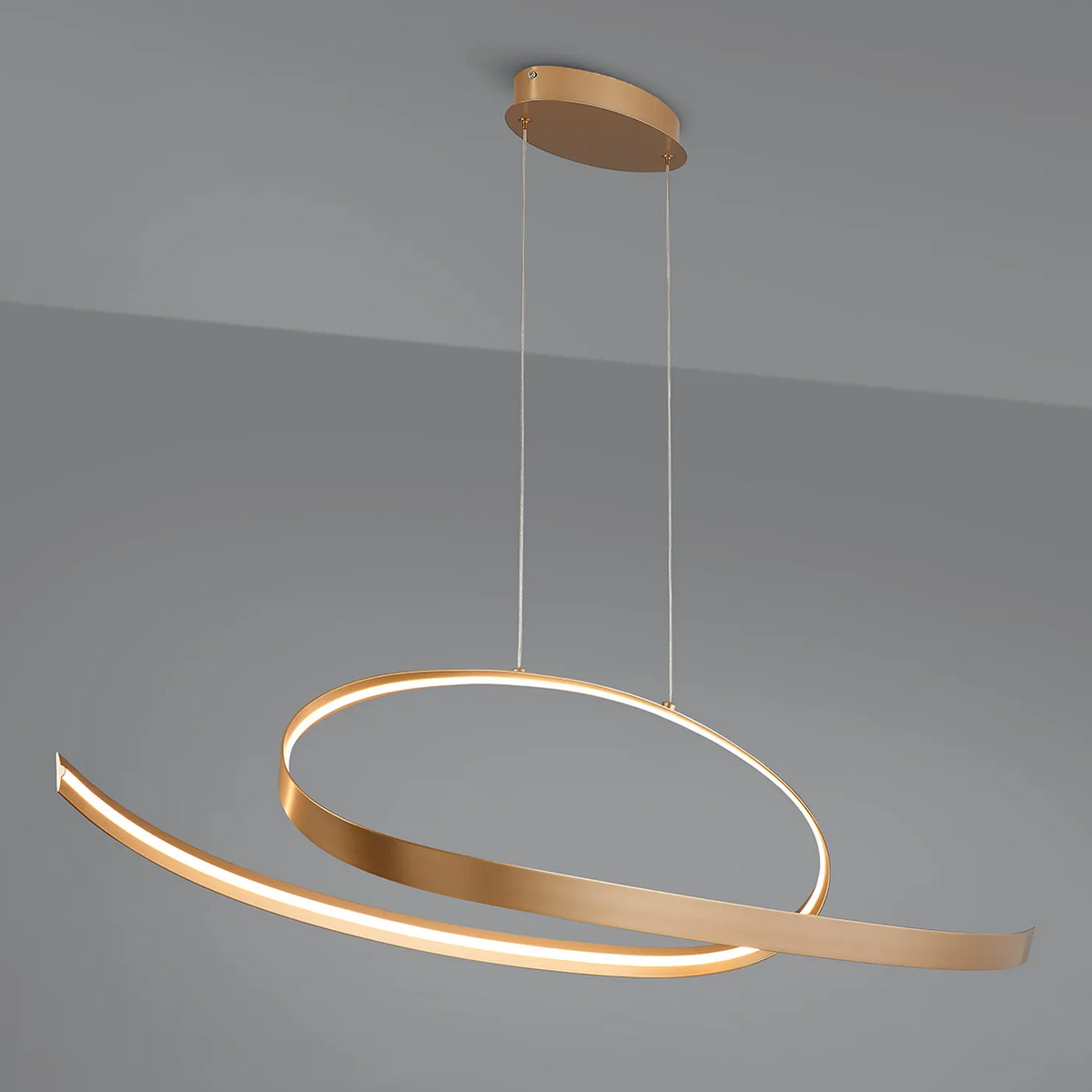 Amble Loop Dimmable LED Linear Pendant in Gold